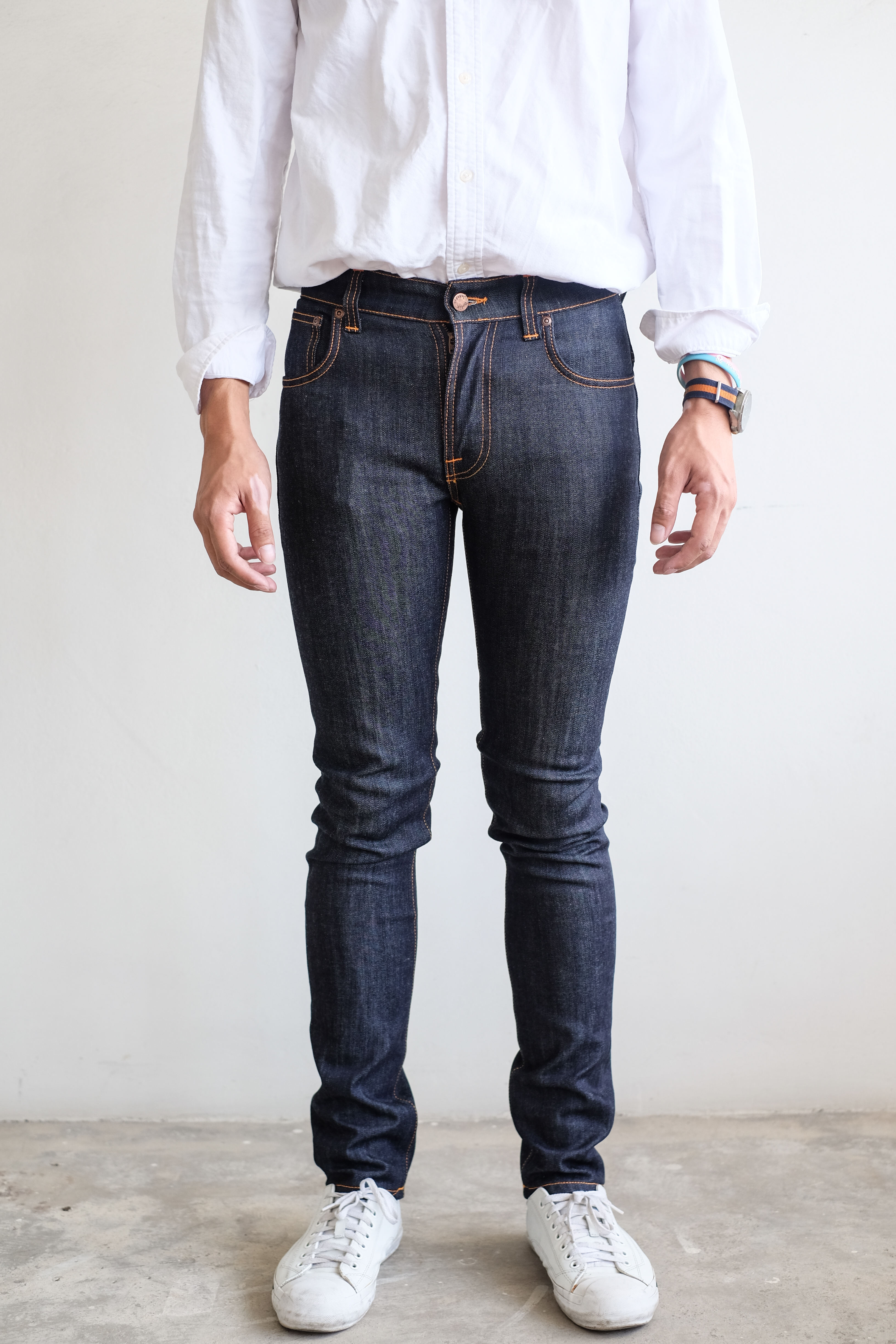 Nudie Jeans Thin Finn Dry Ecru Embo – Goods and Raw